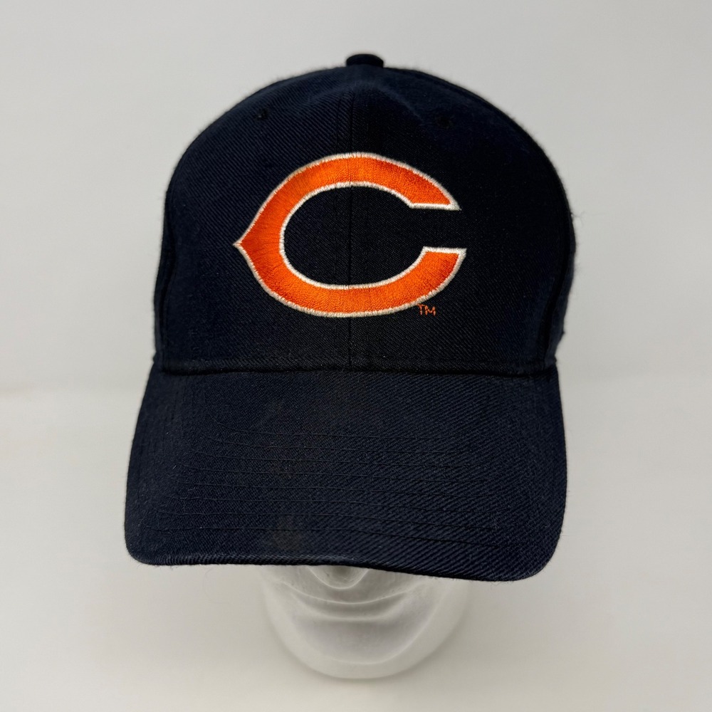 Vtg New Era Pro Model Chicago Bears Hat Navy Blue NFL 7-1/4 Fitted Green Brim‎